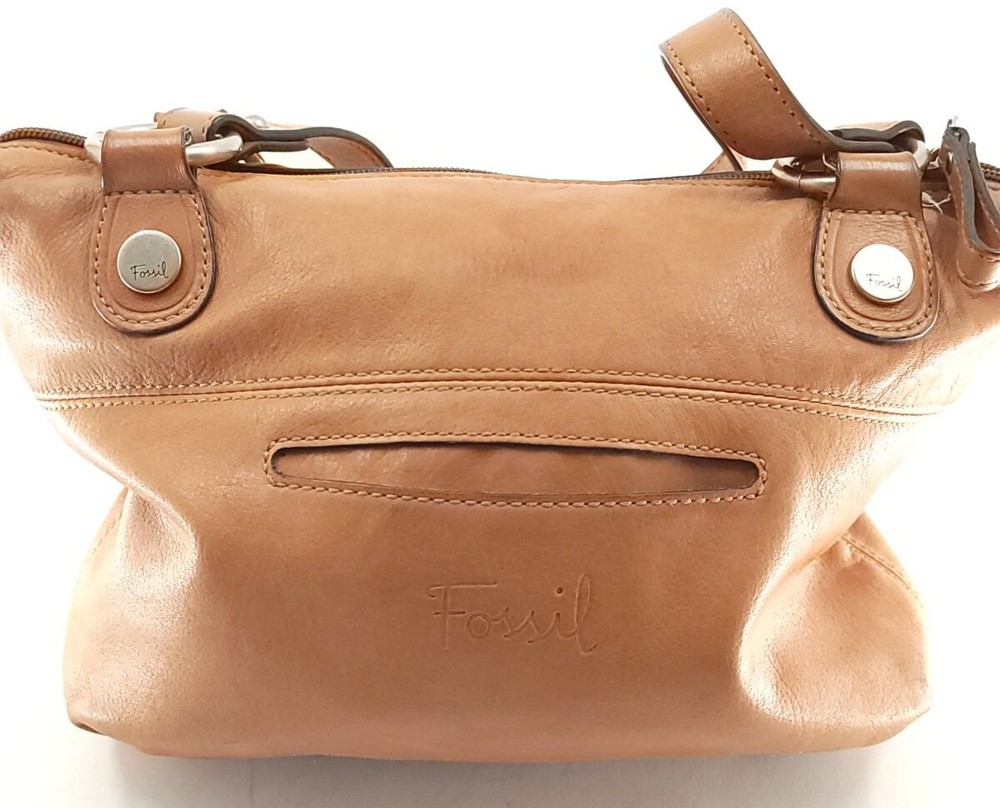 Fossil Shoulder Handbag Tan Leather Distressed Floppy