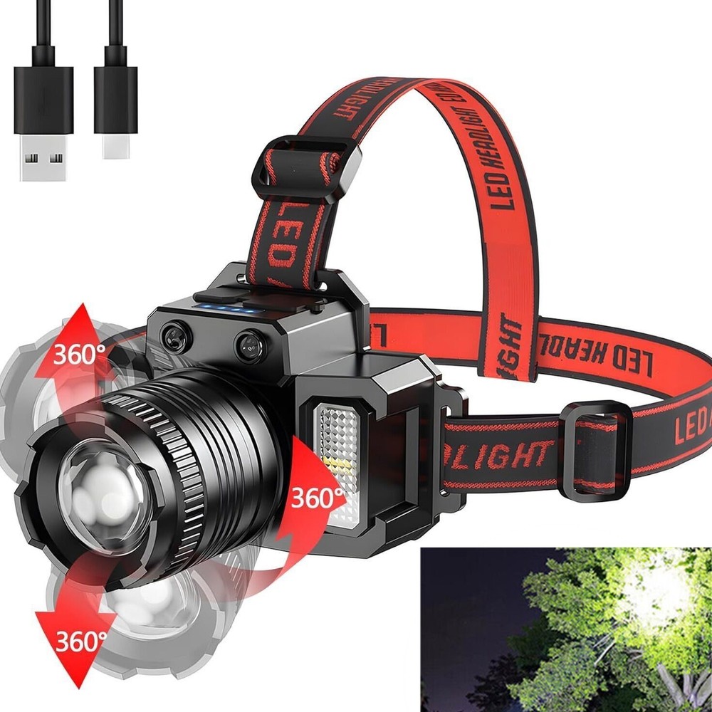 9900000LM Super Bright Motion Sensor Headlight Rechargeable Headlamp Flashlight