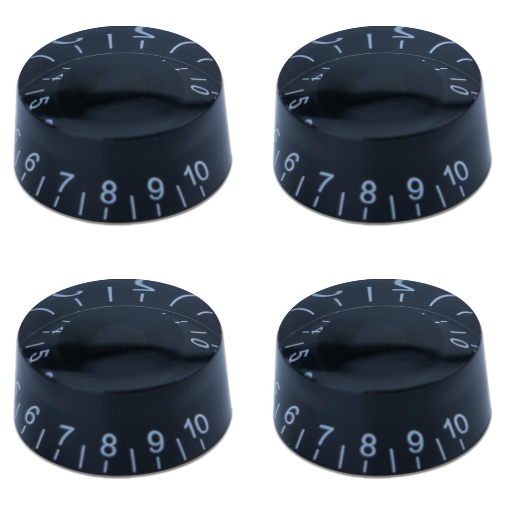 4Pcs Acrylic Bass Guitar Knobs Volume Tone Control Knobs Black White numbers
