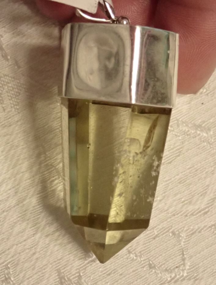 lemon Crystal Point Pendant in sterling