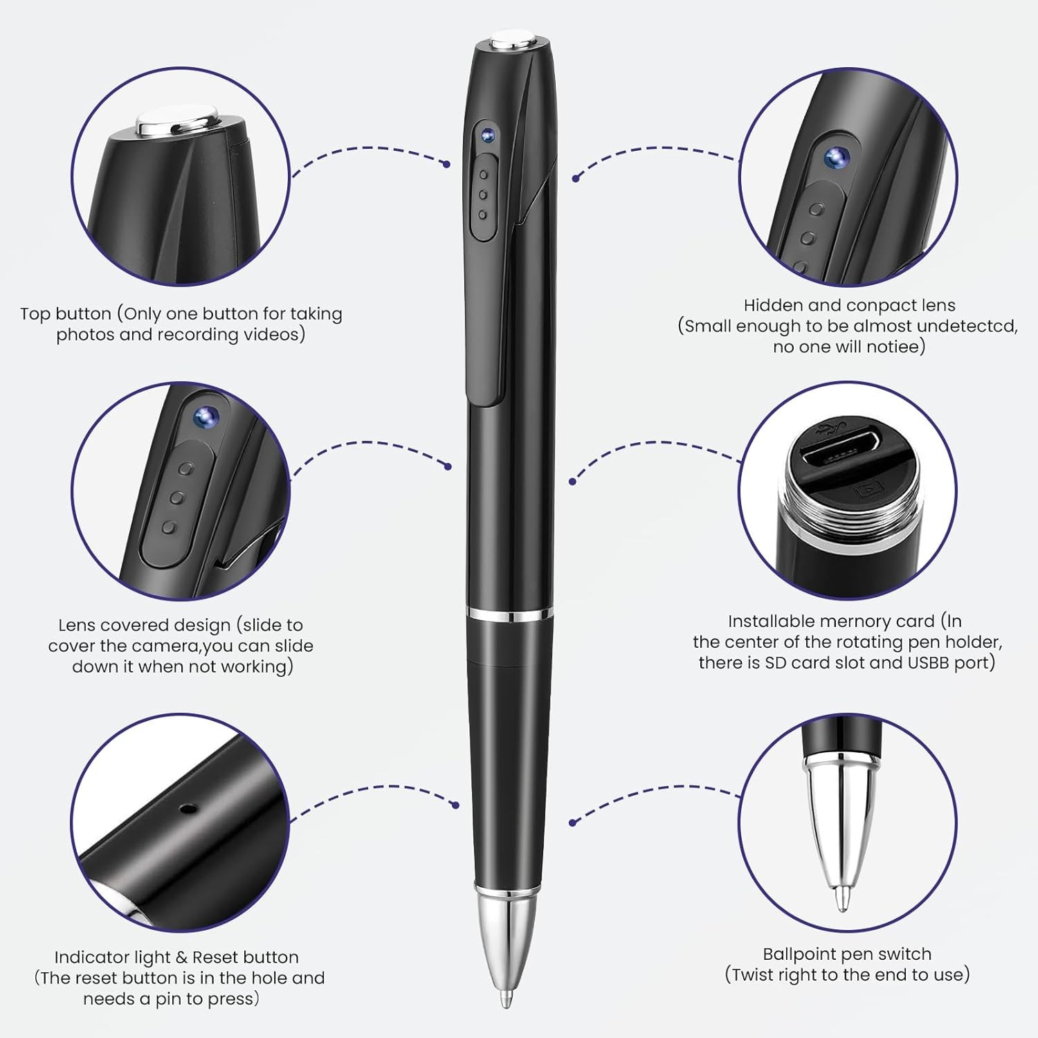 Camara Corporal De Seguridad Oculta Espia 1080P Grabadora De Vídeo Coche Viaje