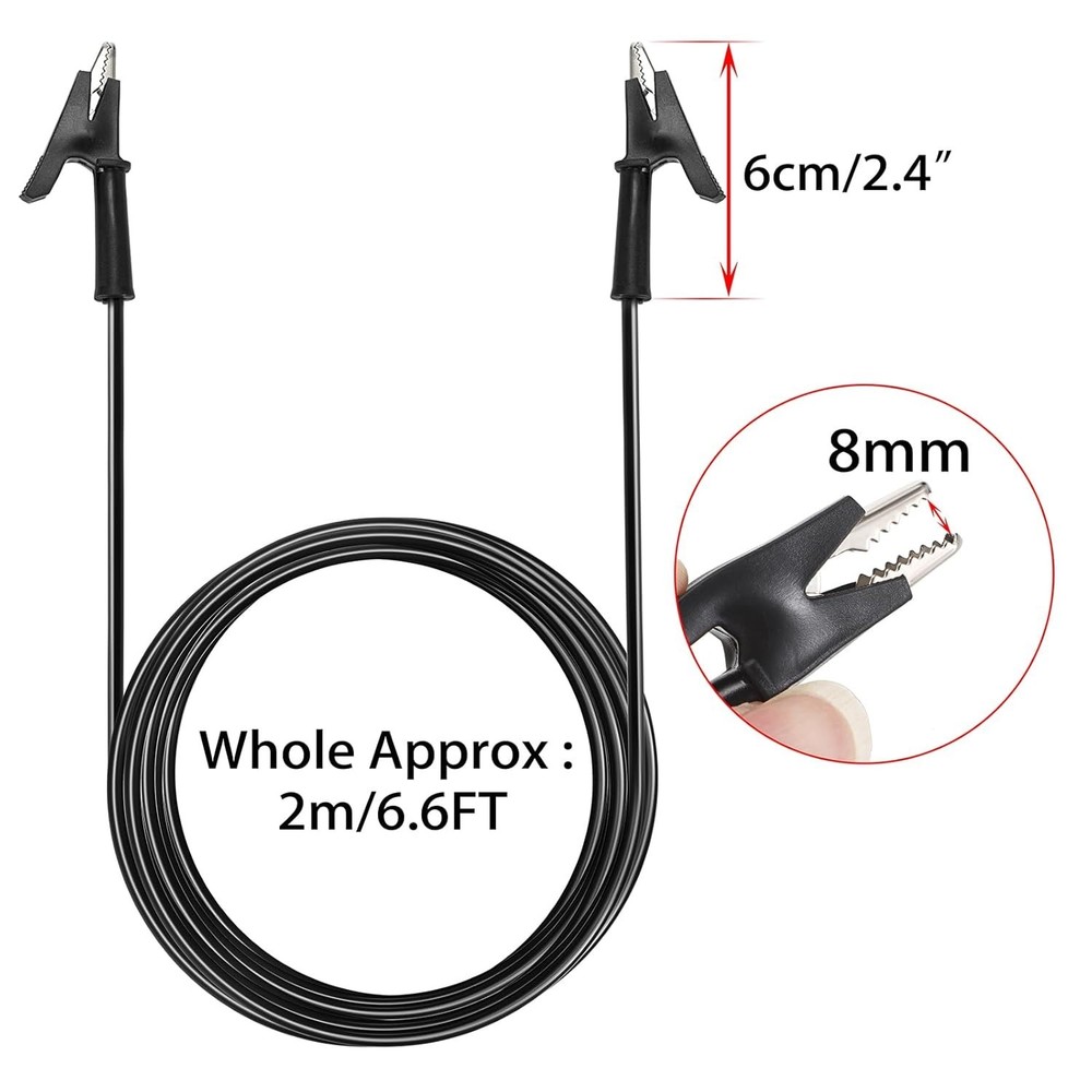 Robust 2-Pack 6.6 Ft Alligator Clips, 1500V Rated Cables for Versatile Testing