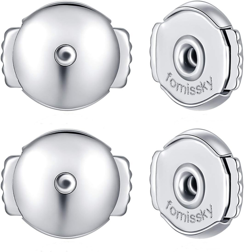 Fomissky-Sisa Locking Earring Backs for Studs, 2 Pairs Secure Spring Earing Back