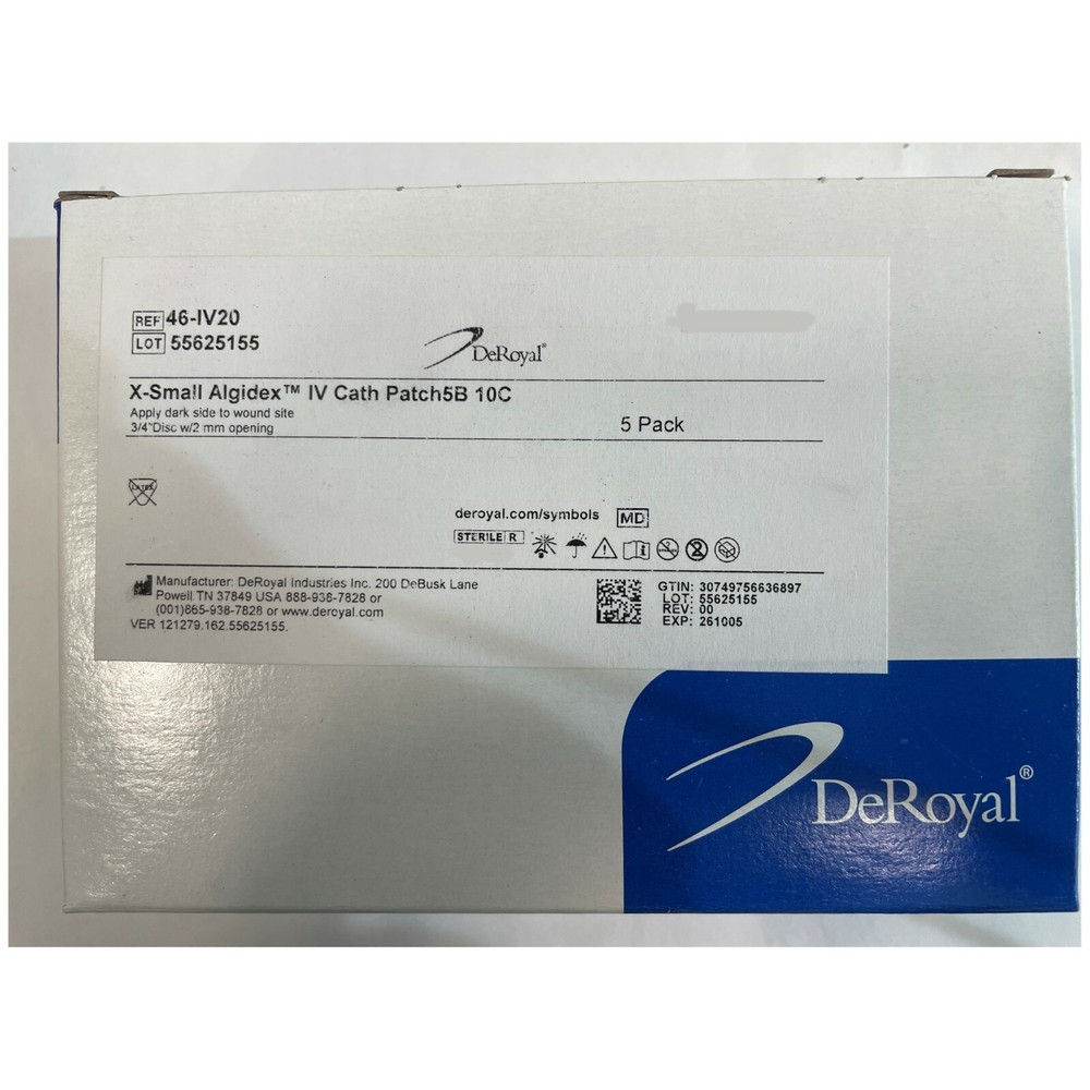 *50-Pack* DeRoyal X-Small Algidex IV Patch Catheter Dressing 46-IV20