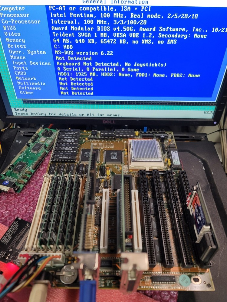 Epox Socket 5 Motherboard, Intel Pentium 100 CPU 64Mb RAM Working #MDF7