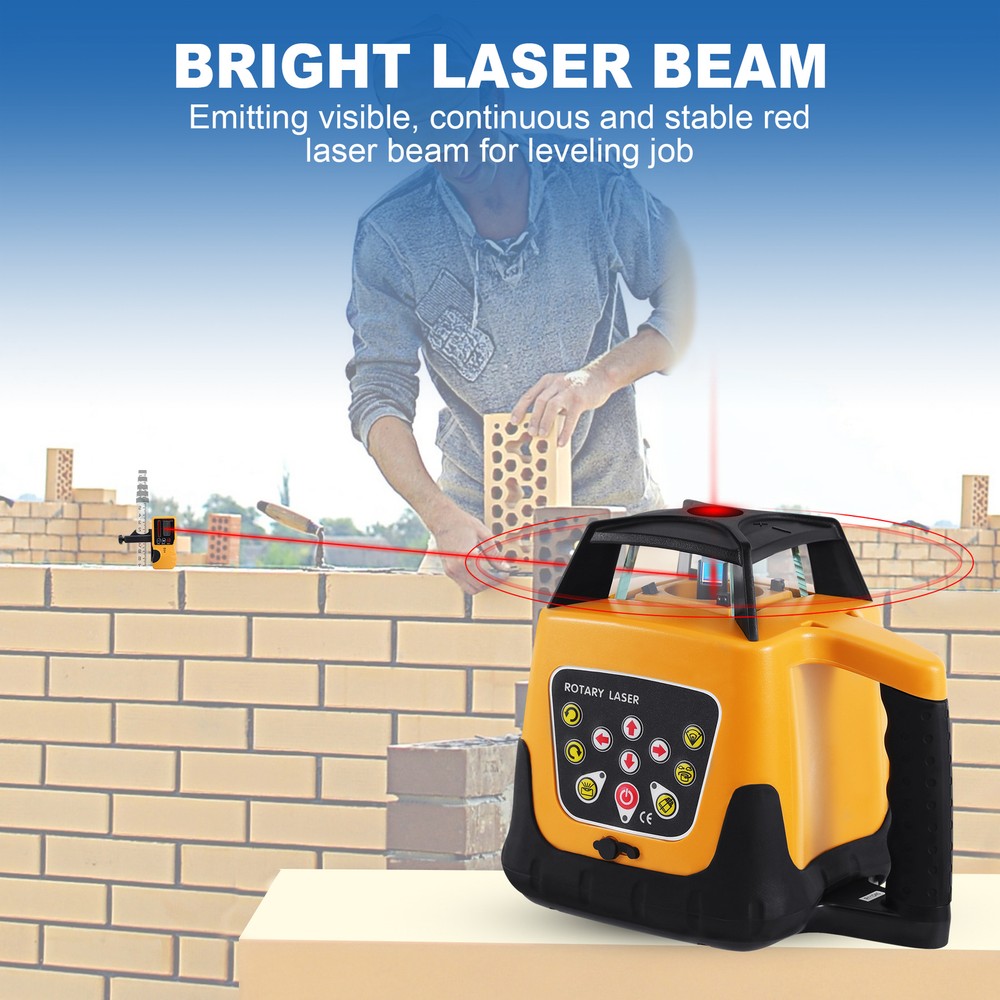 Automatic Rotary Laser Level Kit Red Beam 360 Rotating Laser Self Leveling 500m