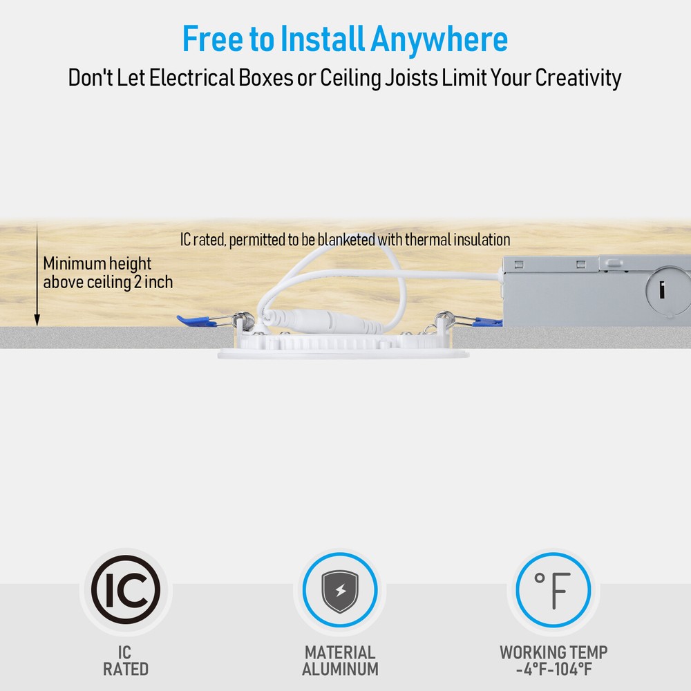 Basic Series 10W 4 Inch LED Recessed Lighting with Junction Box 5%-100% Dimmable