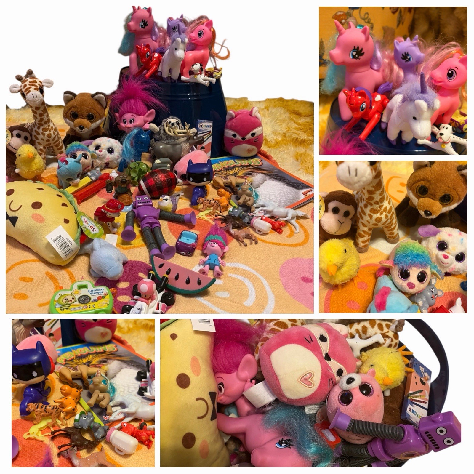 Mixed Lot Girl Toys Ponies Squishmallow Plush Book Trolls Animals Trinkets 4lbs
