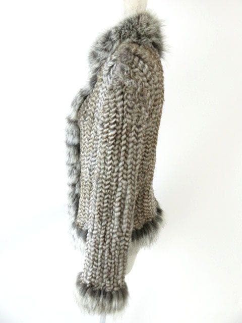 Fox Fur & Rabbit Fur Side Zip Jacket Gray M Used