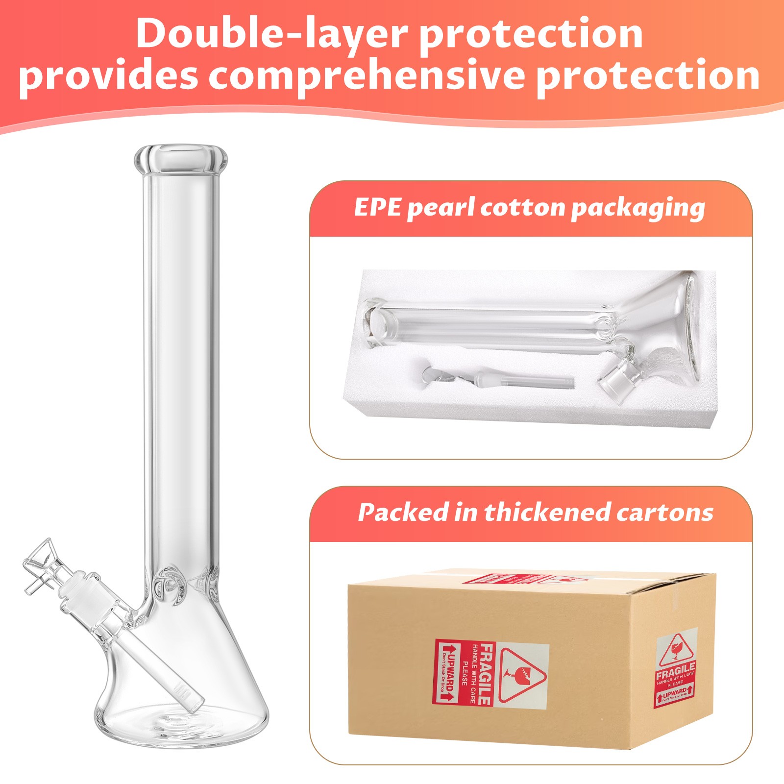 16inch Glass Bong 9mm Thick Heavy Bong Water Pipe 14mm Bowl Beaker & Screen