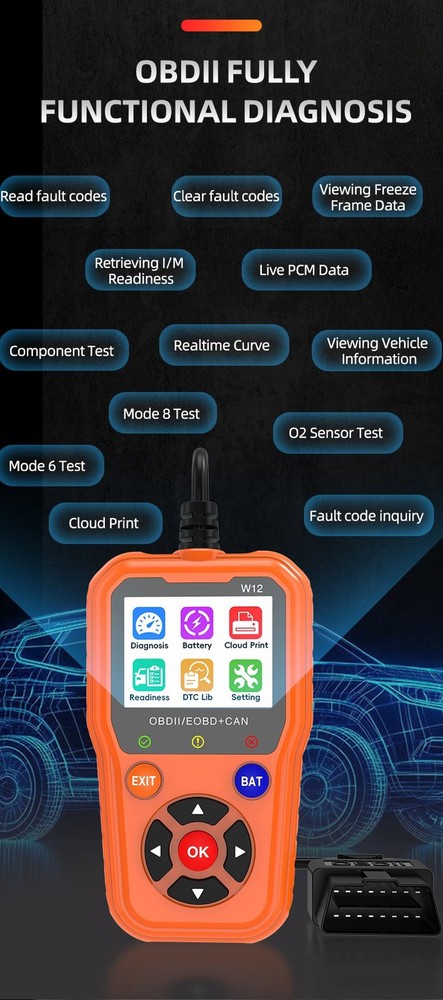 FISONA W12 5600 OBD2 Scanner ABS SRS EPB Code Reader All System Diagnostic Tool