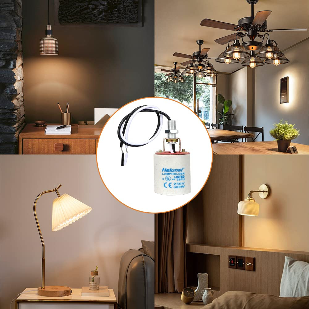 E26 E27 Ceramic Light Socket, Medium Base Porcelain Lamp Holder, Ceramic Light