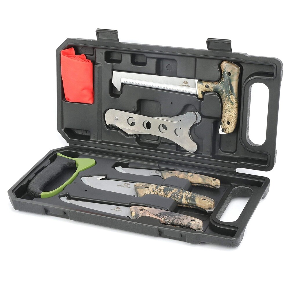Outdoor Hunting Field Dressing Kit Caping Knife Wood & Bone Saw Gut Hook Skinner