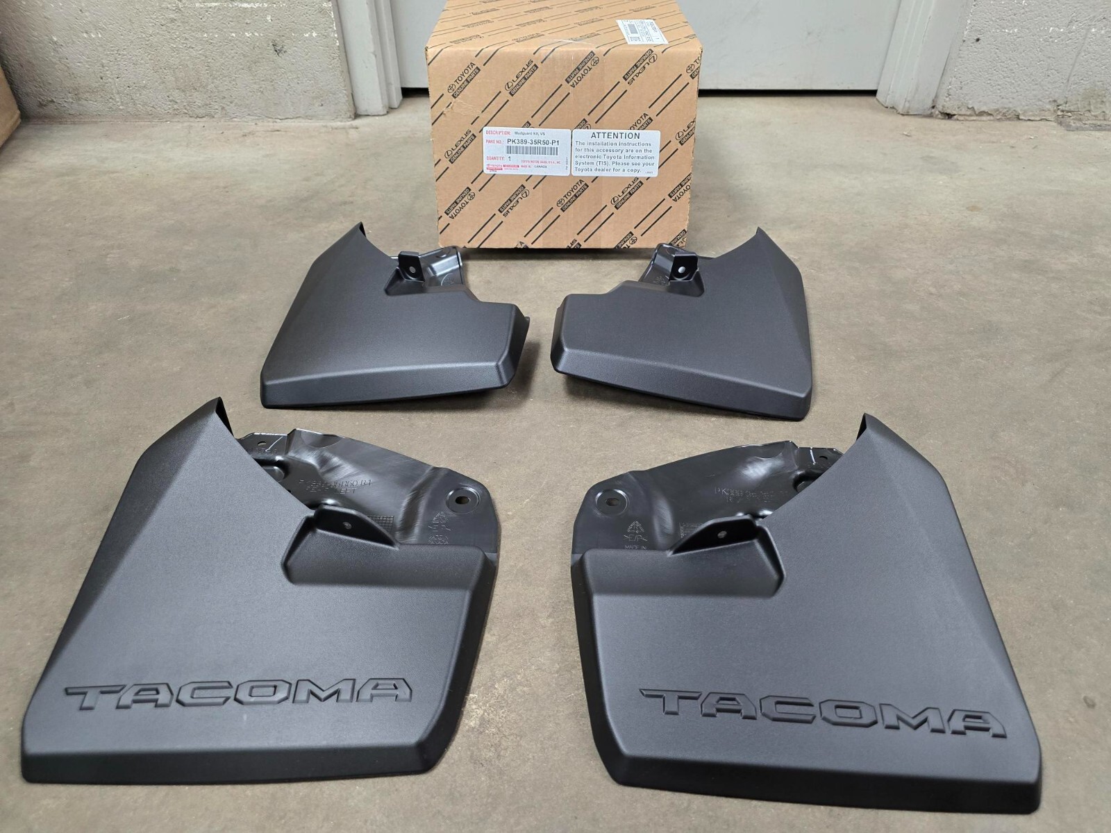 2024 2025 TOYOTA TACOMA WIDER MUDGUARD KIT PK389-35R50-P1 SET SPLASH GUARD TRD