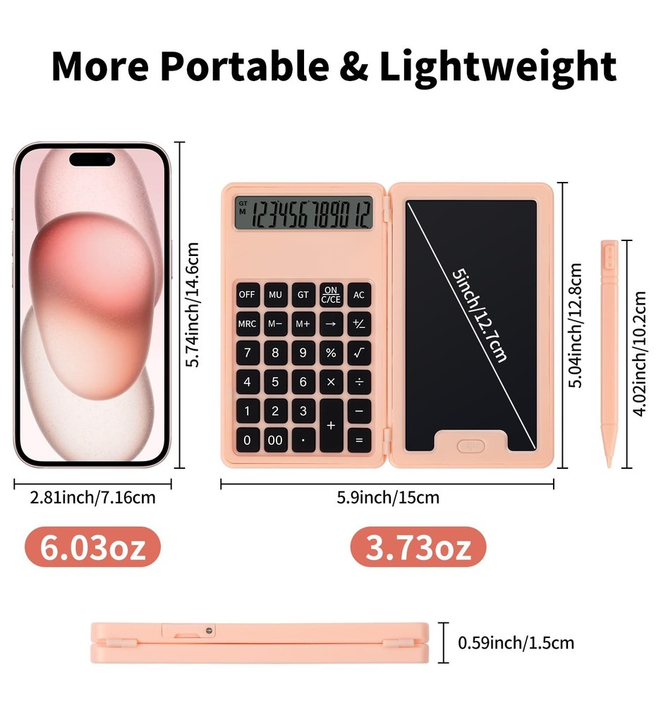 Desk Portable Basic Calculator with Notepad and Stylus, 12 Digit Large Displa...