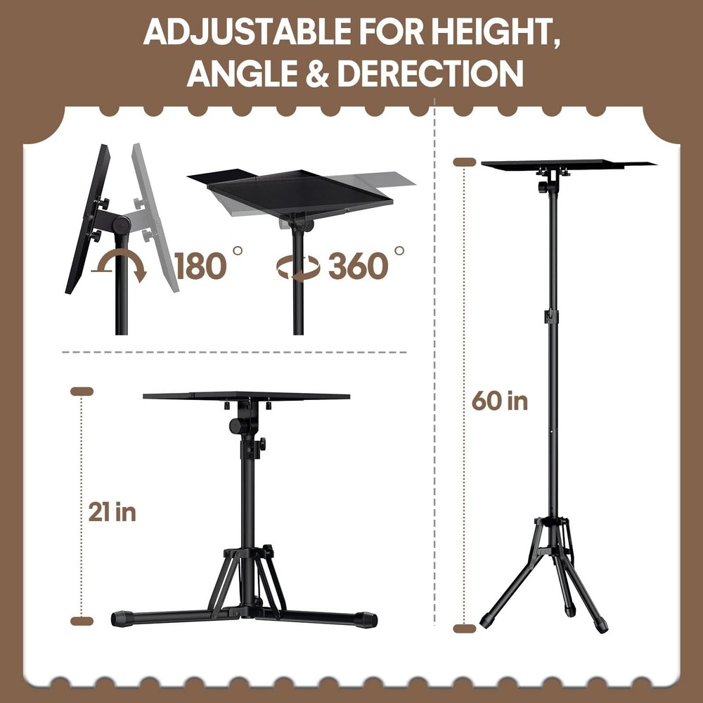 Projector Stand Adjustable Height 20" to 61", Foldable Projector Tripod Stand...