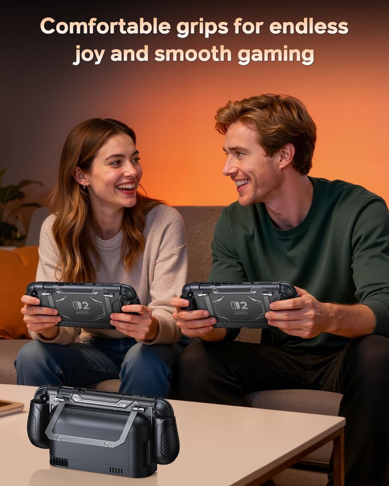 Switch 2 Protective Case with Kickstand, FYOUNG Dockable for 2, Black