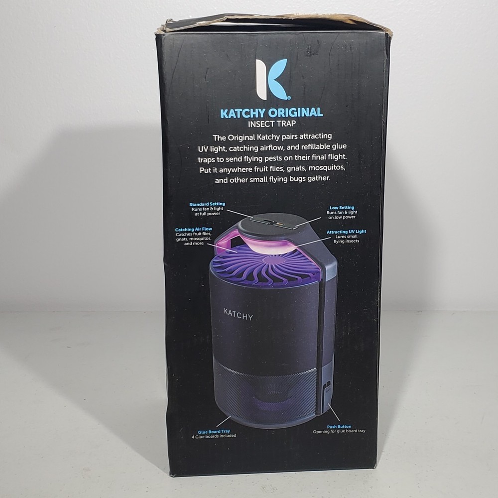 Katchy Automatic Indoor Insect Trap - Black UV Light Table Top Bug Catcher