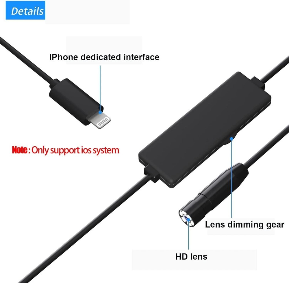 Endoscope Camera with Light, 1920p Hd Borescope with 8 Adjustable LED Lights