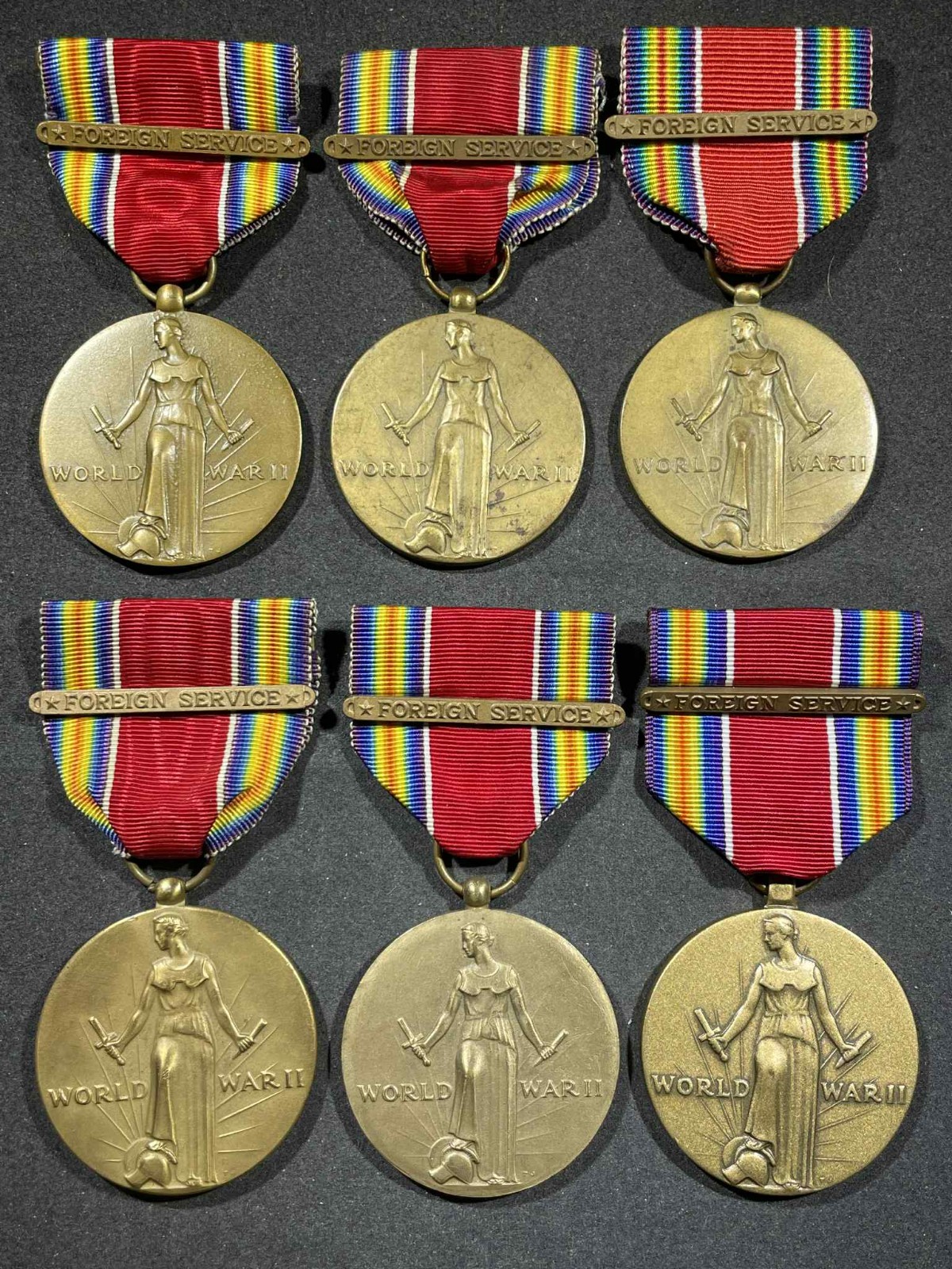 WW2 WWII Military US Army Victory Medal w/ Foreign Service Bar 1941 - 1945