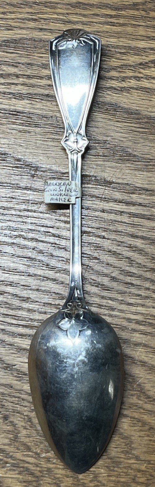 American Coin Silver Serving Tablespoon Realistic Fox Head F A B & Co Monogram