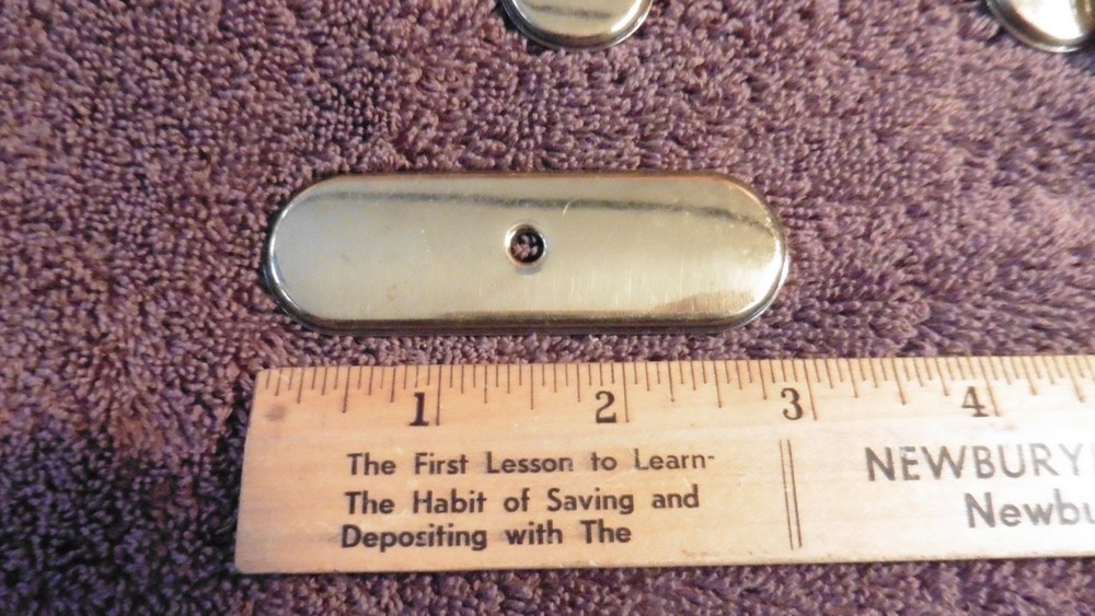 Vtg Set of 4 Brass Drawer Knobs Pulls w/ White Ceramic Insert & Brass Back Plate