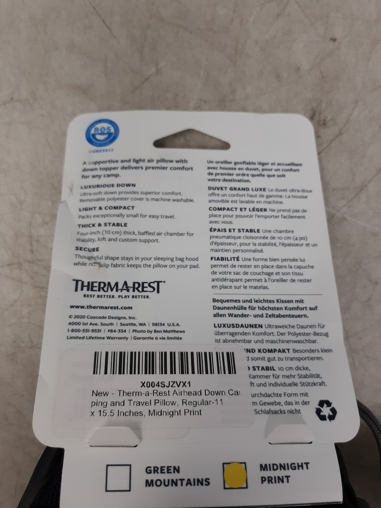 Therm-a-Rest Air Head Down Pillow Regular Midnight Print