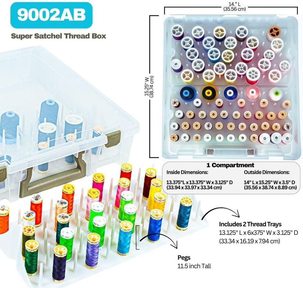 Super Satchel Thread Box - Versatile Thread Storage for Sewing, Embroidery, a...