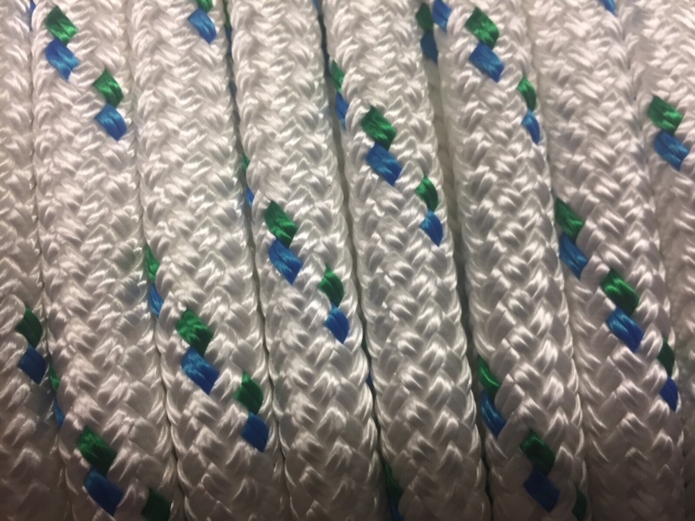 1/2" polyester double braid rope 600' Blue green white