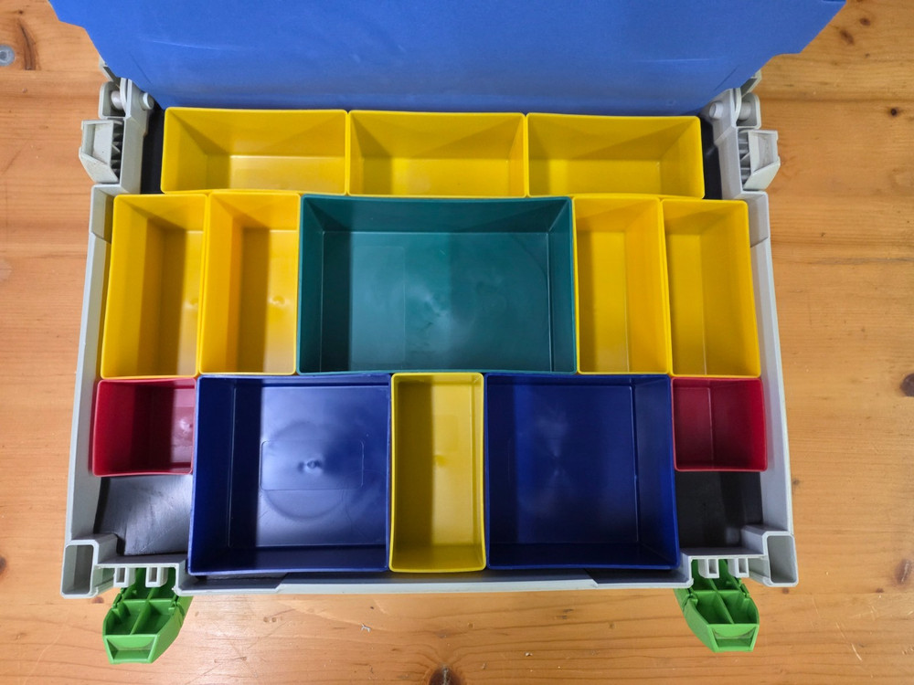 FESTOOL Systainer Box 487552 with 13 multicolored inserts, original, never used