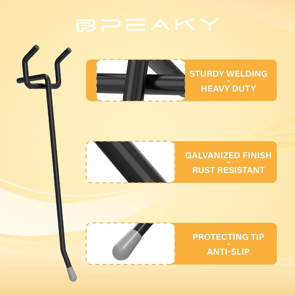 Black Pegboard Hooks 4 Inch, 50PC, Peg Board Hooks, fit 4'',