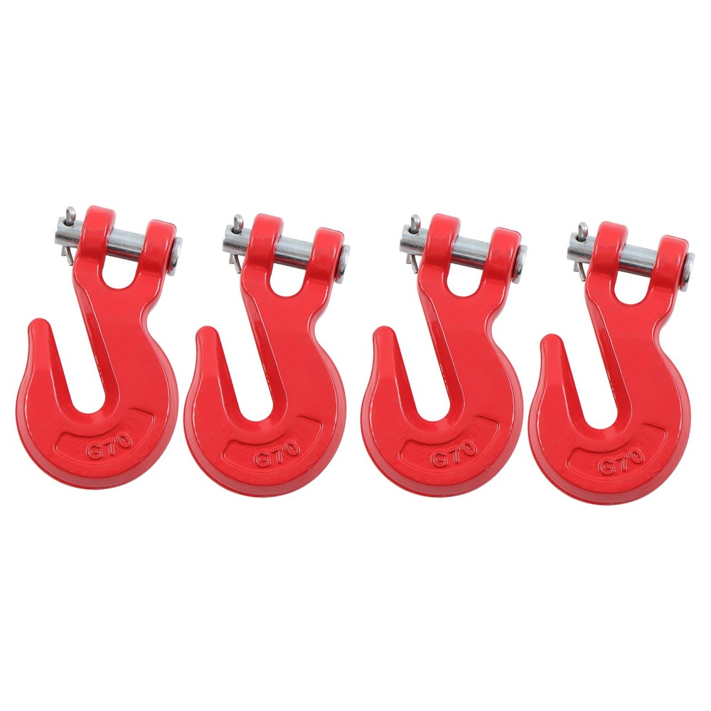 4 Pack 3/8" Clevis Grab Hooks G70 7500lbs Working Load Limit Red Chain Hooks