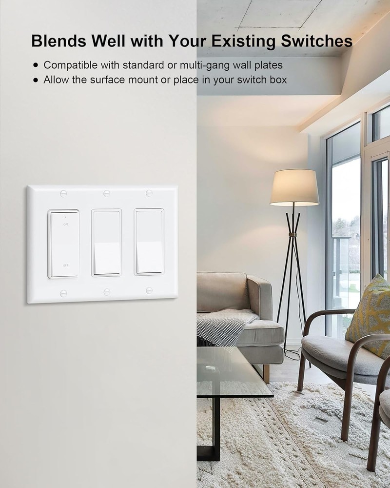 2 Pack Remote Control Outlet, 15A Wireless Light Switch for Household Appliances