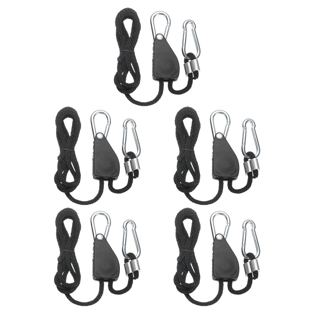 5 Pairs 1/4" Adjustable Rope Hanger 4.92ft Ratchet Tie Down Strap, Black