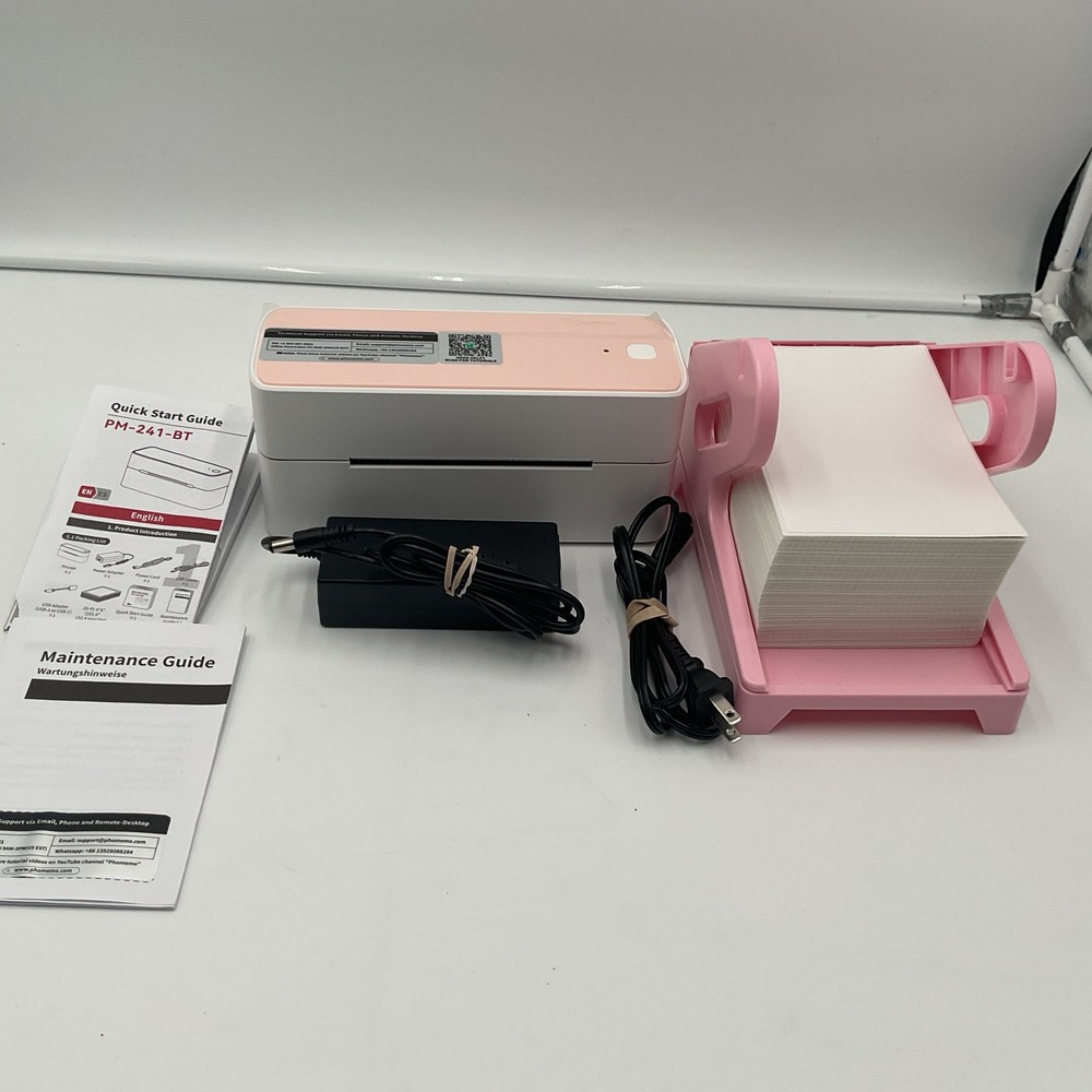 Phomemo Portable Bluetooth Thermal Printer W/ Power Adapter, Labels & Stand READ