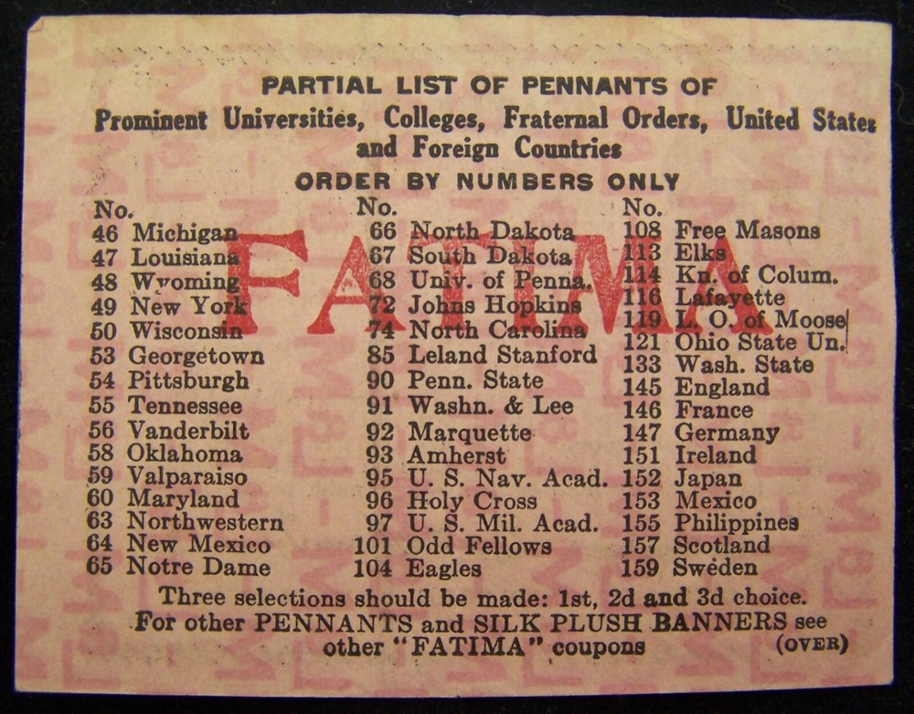 Antique Fatima Cigarettes Advertisement