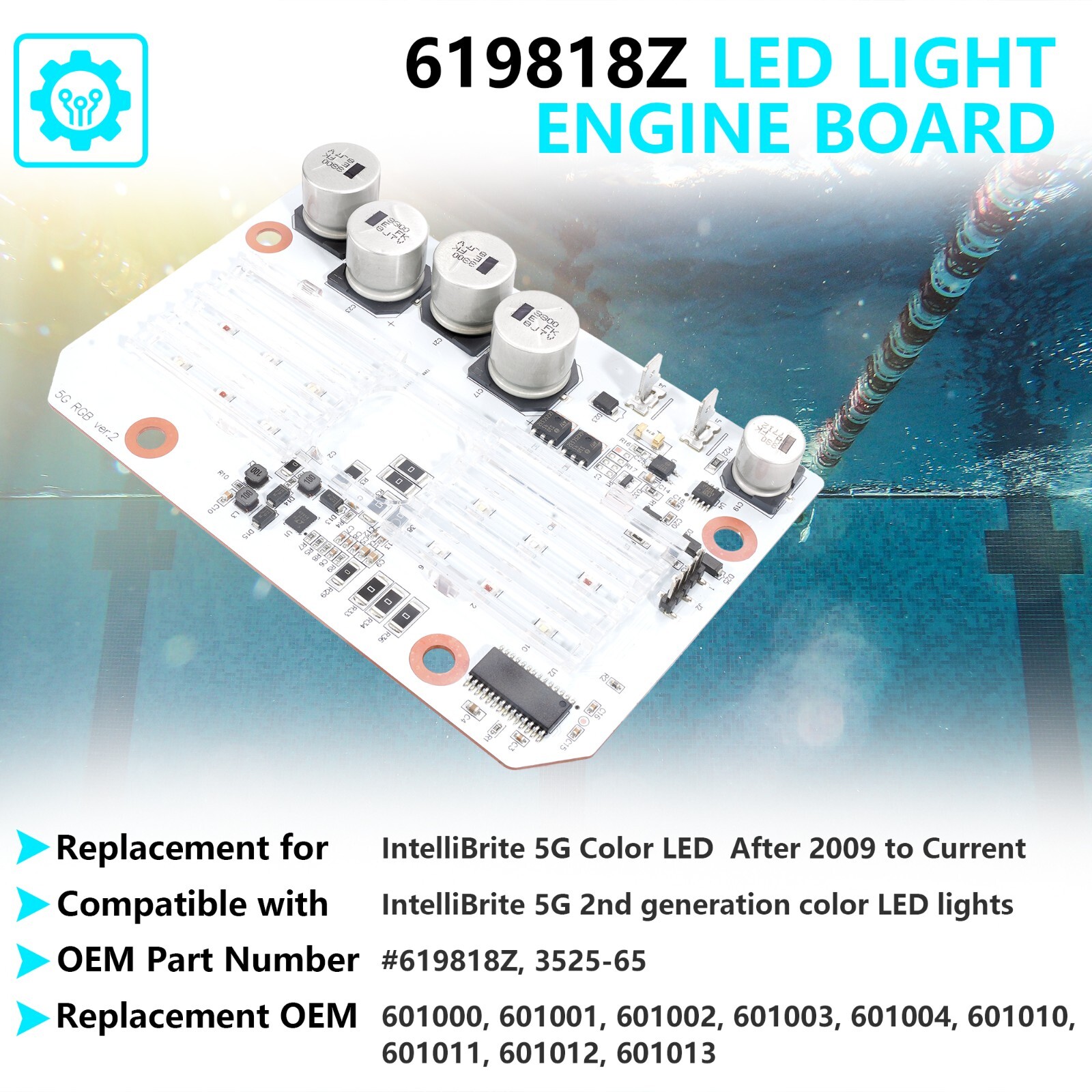 619818Z LED Light Engine Board Kit Fit IntelliBrite 5G Color LED Pool Light PCBA