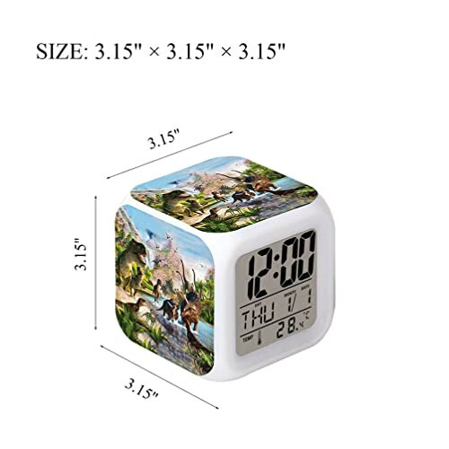 LED Alarm Clock Dinosaur Jurassic Design Creative Desk Table Clock Glowing