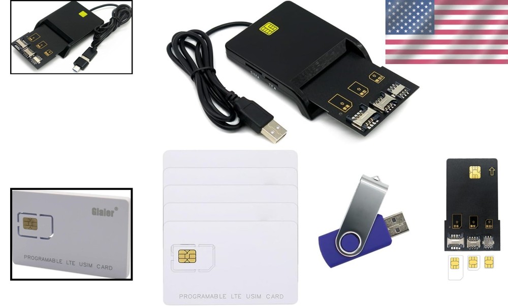Versatile SIM Card Tools: LTE Programming Kit with 5 USIM Cards & Adapter