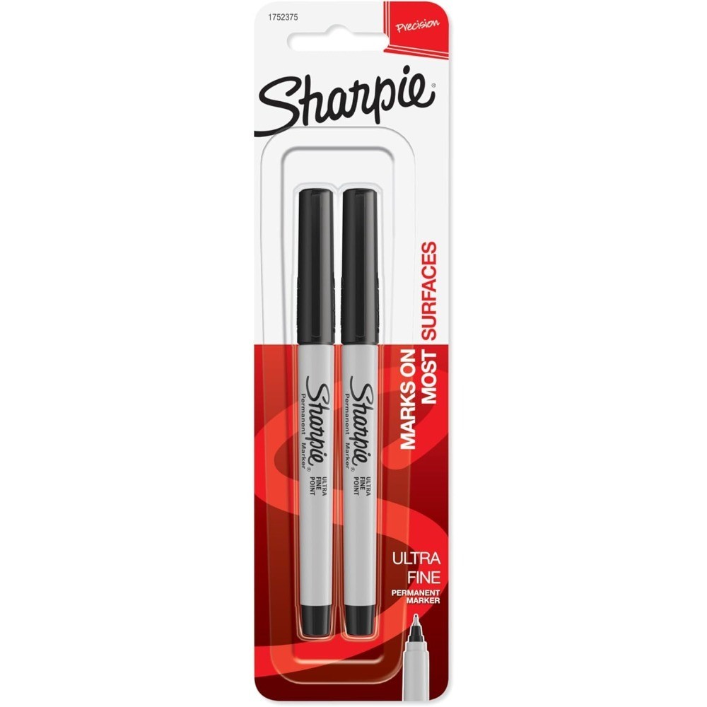 Ultra Fine Point Permanent Markers Black 2 Pack
