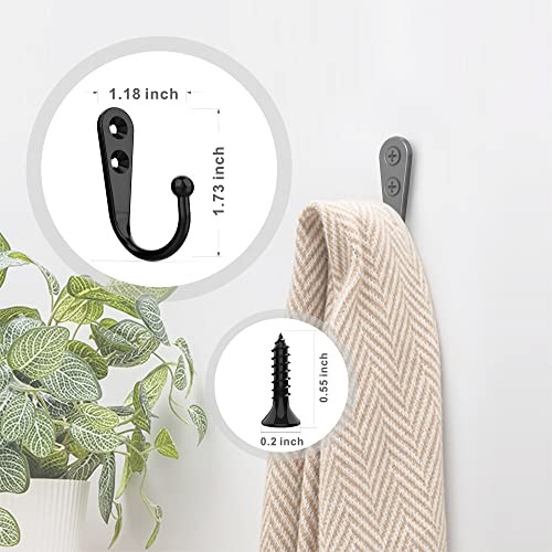15Pcs Black Wall Mounted Coat Hooks, Hanger Hook with 30 15PCS + Single Hook