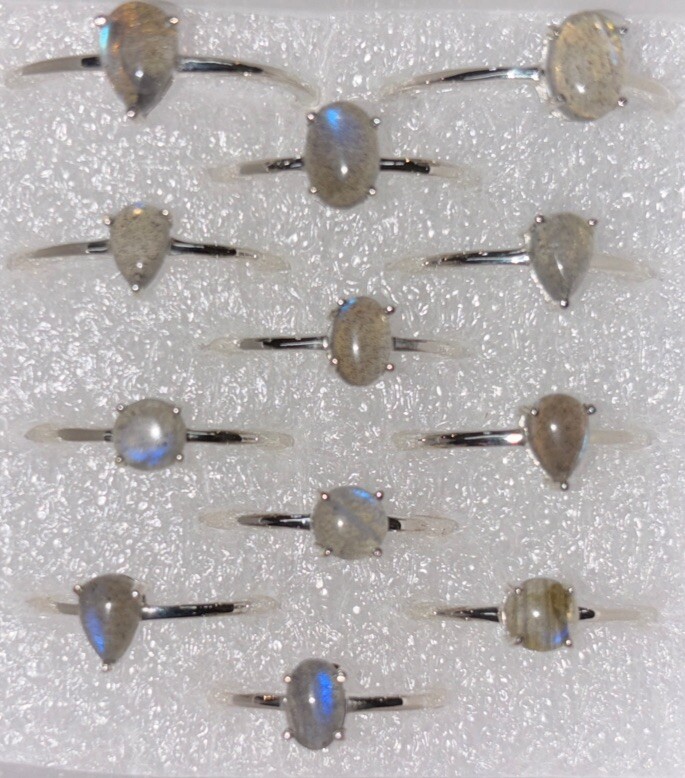 sterling silver stackable ring Size 6 Labradorite