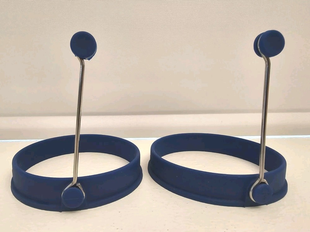 Norpro Silicone Round Pancake Egg Rings, 2 Pieces, Blue
