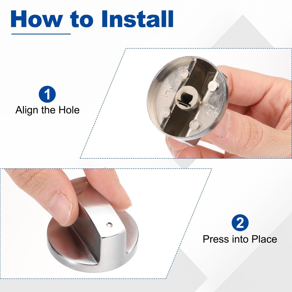 2Pcs Stove Replacement Knobs, 6mm Cooker Replacement Knobs, Silver Tone