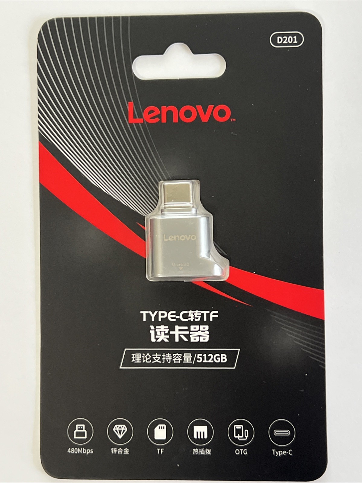 Lenovo Type C Card Reader USB-C TF Micro SD Reader New Sealed