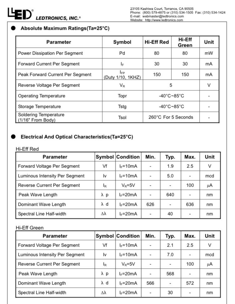 LED Bargraph Level Indicator, TriColor RED/GREEN/ORANGE, 10 Seg, 30 Pin (50pcs)