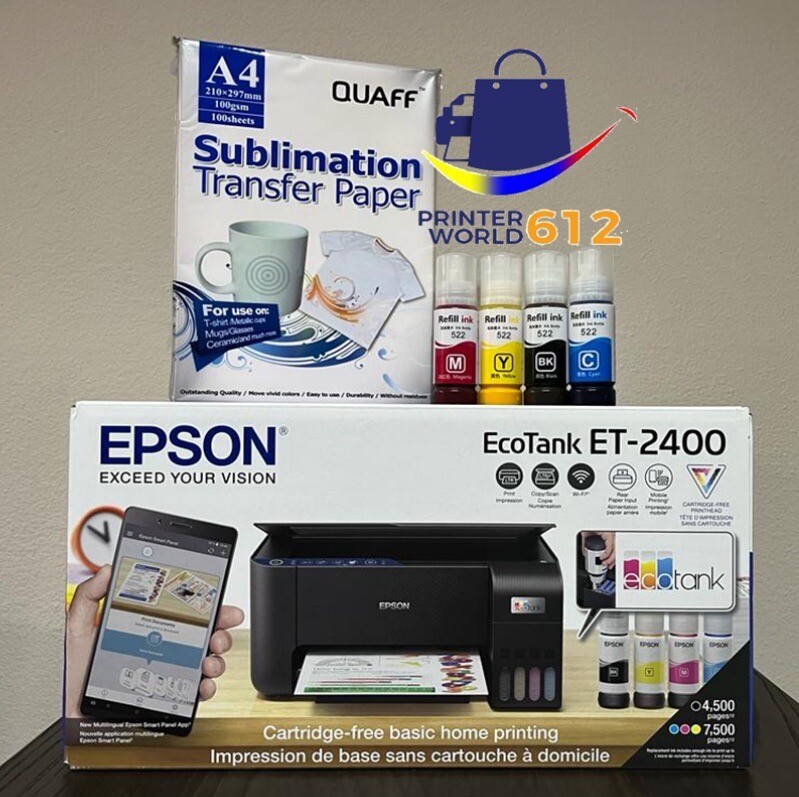 NEW SUBLIMATION PRINTER ECOTANK ET2400 WITH FREE INK SETS PAPER AND TAPE