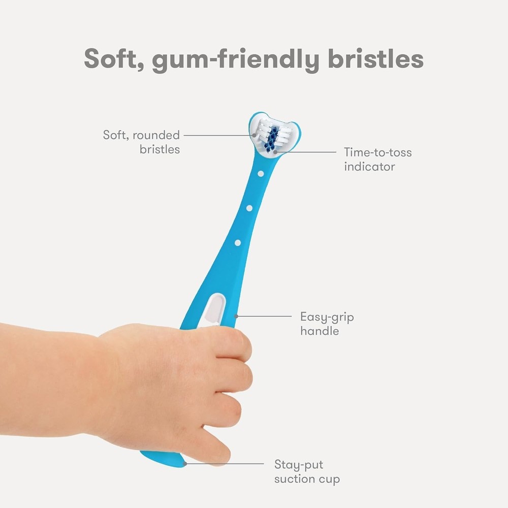 Soft Blue Triple-Angle Training Toothbrush for Toddlers - Learn Proper Brushing