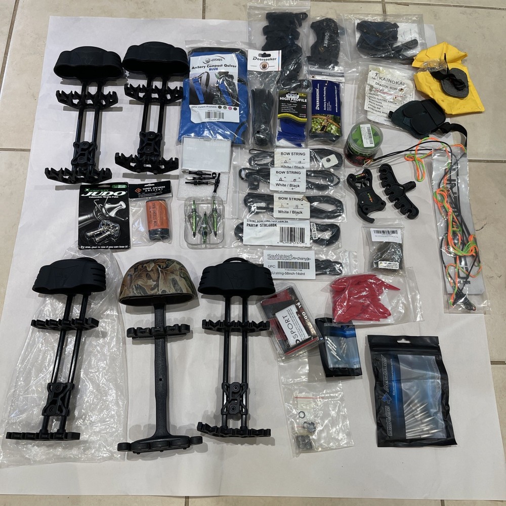 Large New Assorted Archery Quivers/Strings/Broadheads/Vanes/Guards See Pics