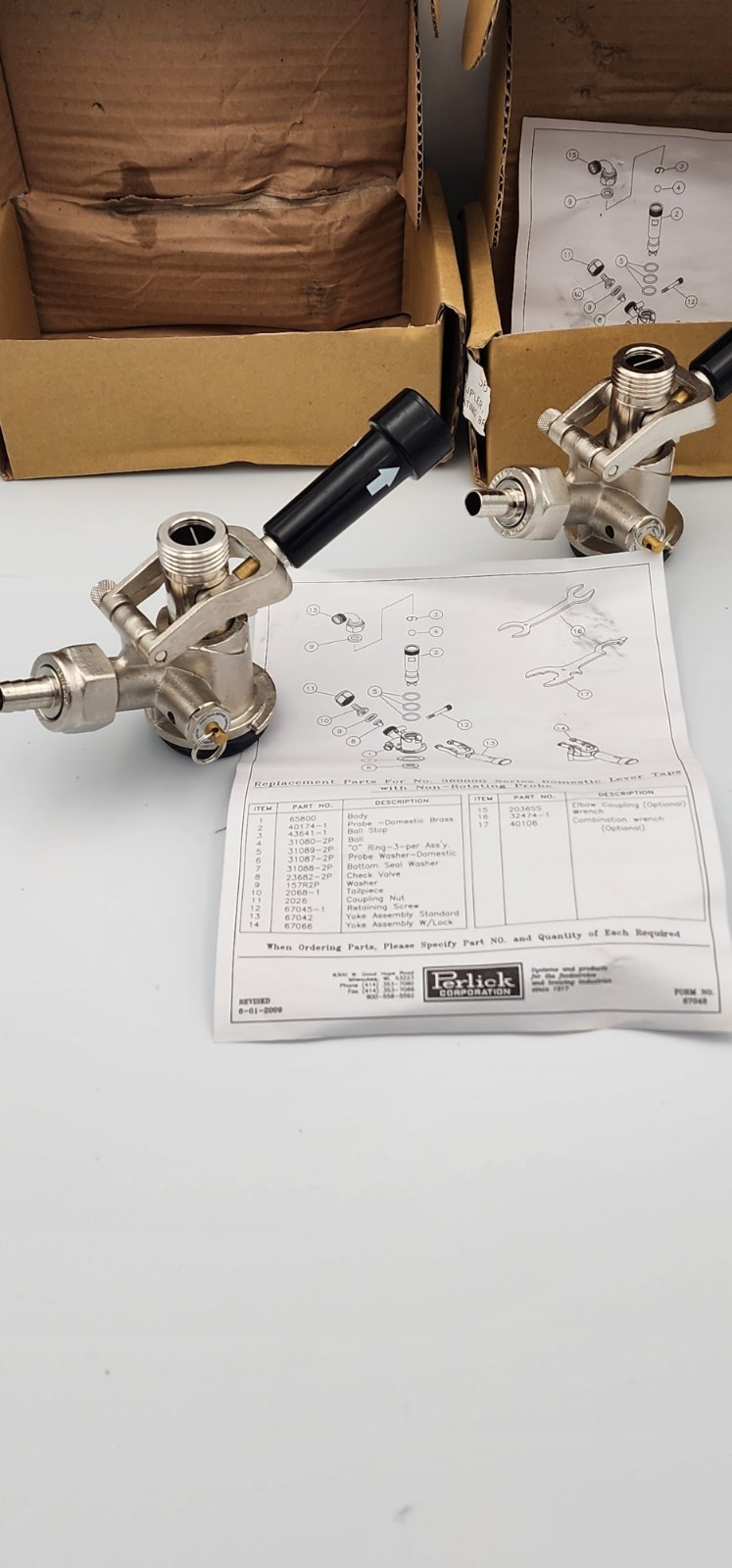 TWO x PERLICK Domestic Keg Coupler with Non-Rotating Brass Probe Model: 36000G